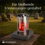 Grablampe Venezia Edelstahl mit Granitsockel – Kristallglas & Magnetverschluss 13×13×24 cm – Bild 8