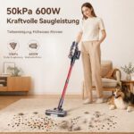 INTETURE Akku Staubsauger 600W/50kPa – 65 Min. Laufzeit, Selbststehend für Tierhaare – Bild 3