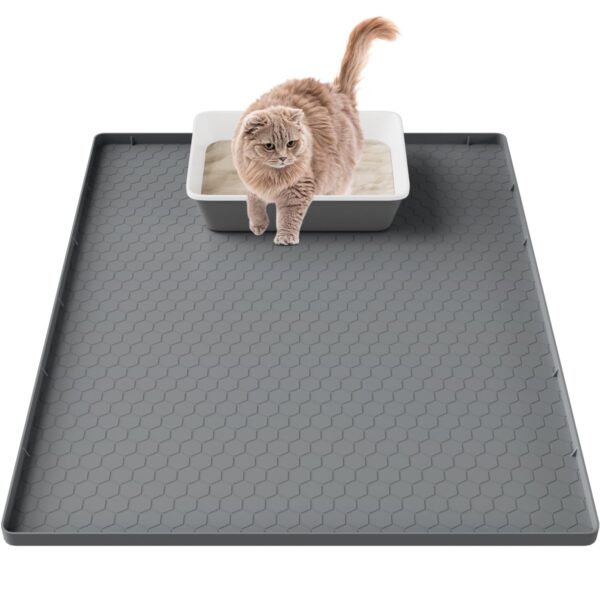 Pawinner Katzenstreu Matte 80x56cm Silikon – Wasserdicht & rutschfest für saubere Böden