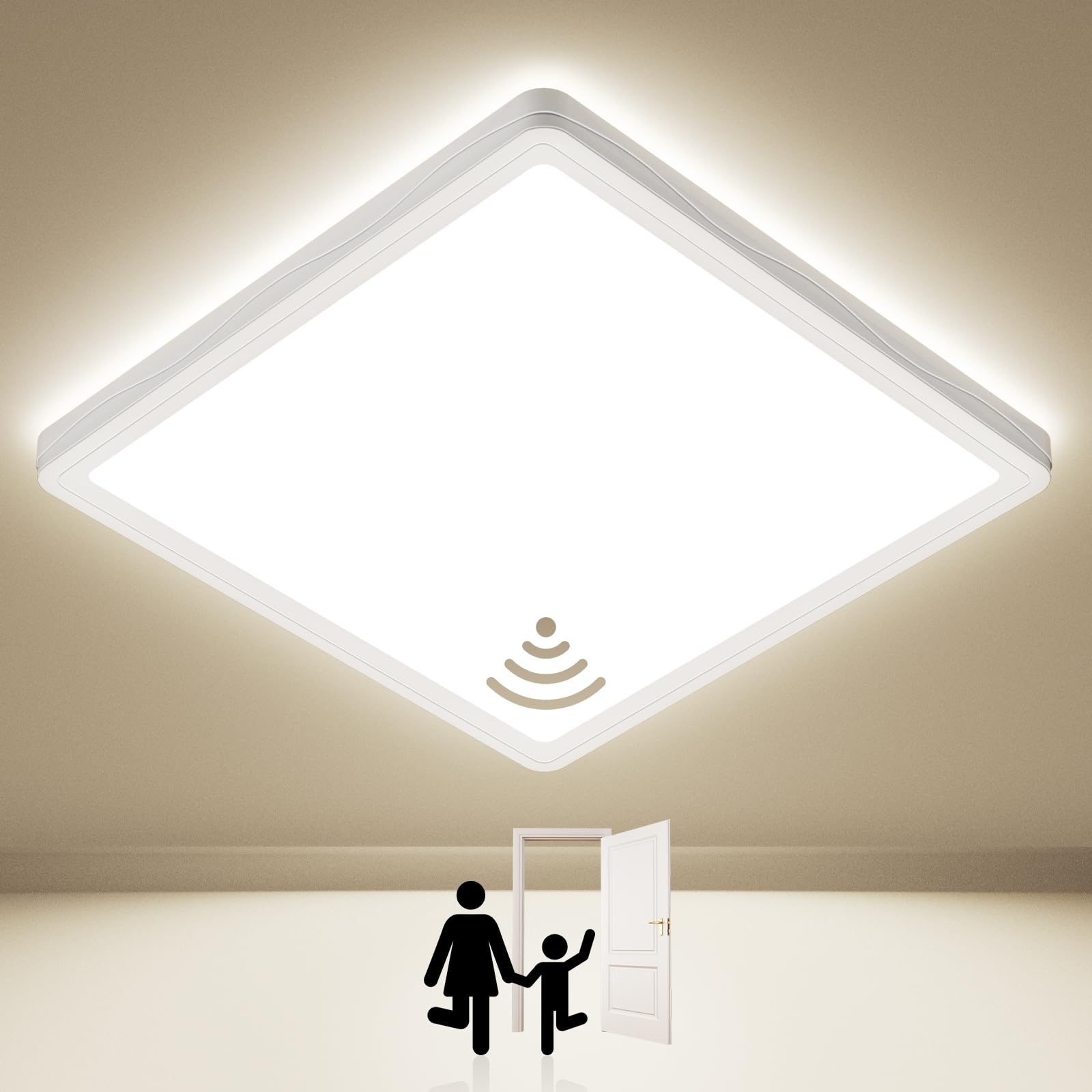 TOPPLEE 18W LED Deckenleuchte mit Radar-Bewegungsmelder – 2450 Lumen für Flur & Garage