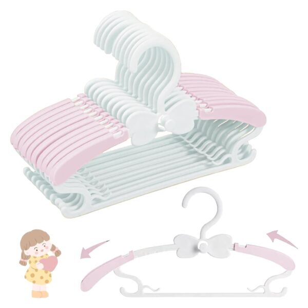 WJWSKI Mitwachsende Kinderkleiderbügel 20er Set – Verstellbar 29-37 cm für 0-18 Jahre