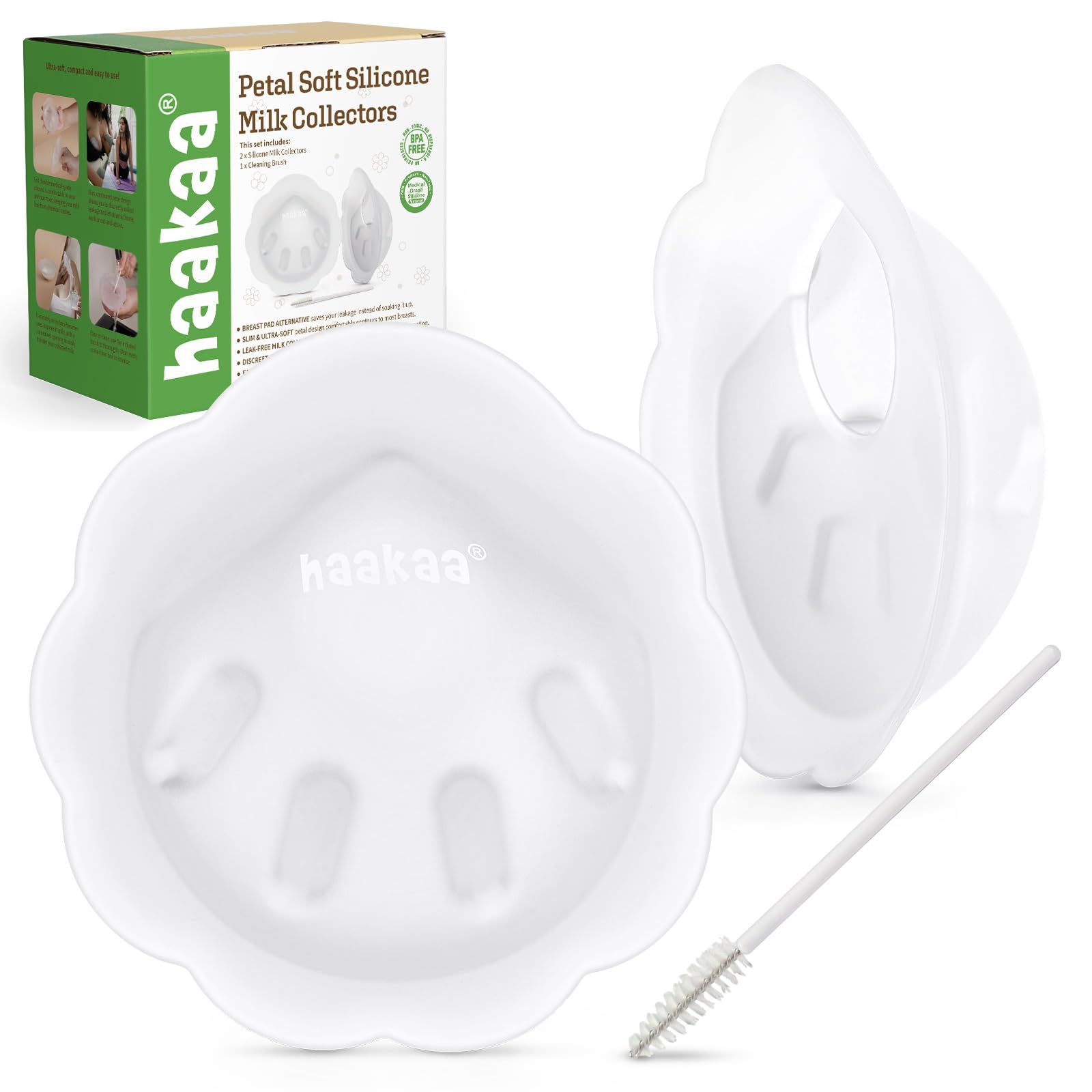 haakaa Petal Soft Silikon-Milchauffangbecher – Auslaufsicher & diskret, 2er Set
