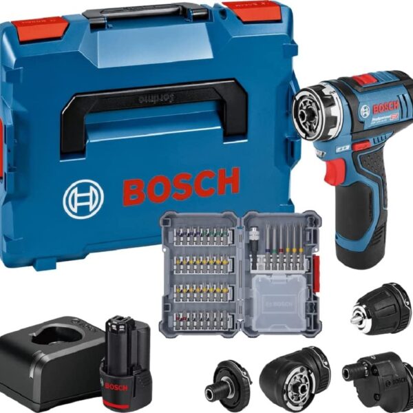 Bosch Professional GSR 12V-15 FC Akku-Bohrschrauber – FlexiClick System mit 2 Akkus & Zubehör