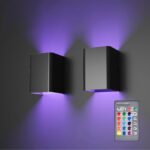 2er Set RGB Wandleuchte Schwarz Dimmbar – 5W LED mit Fernbedienung & Farbwechsel
