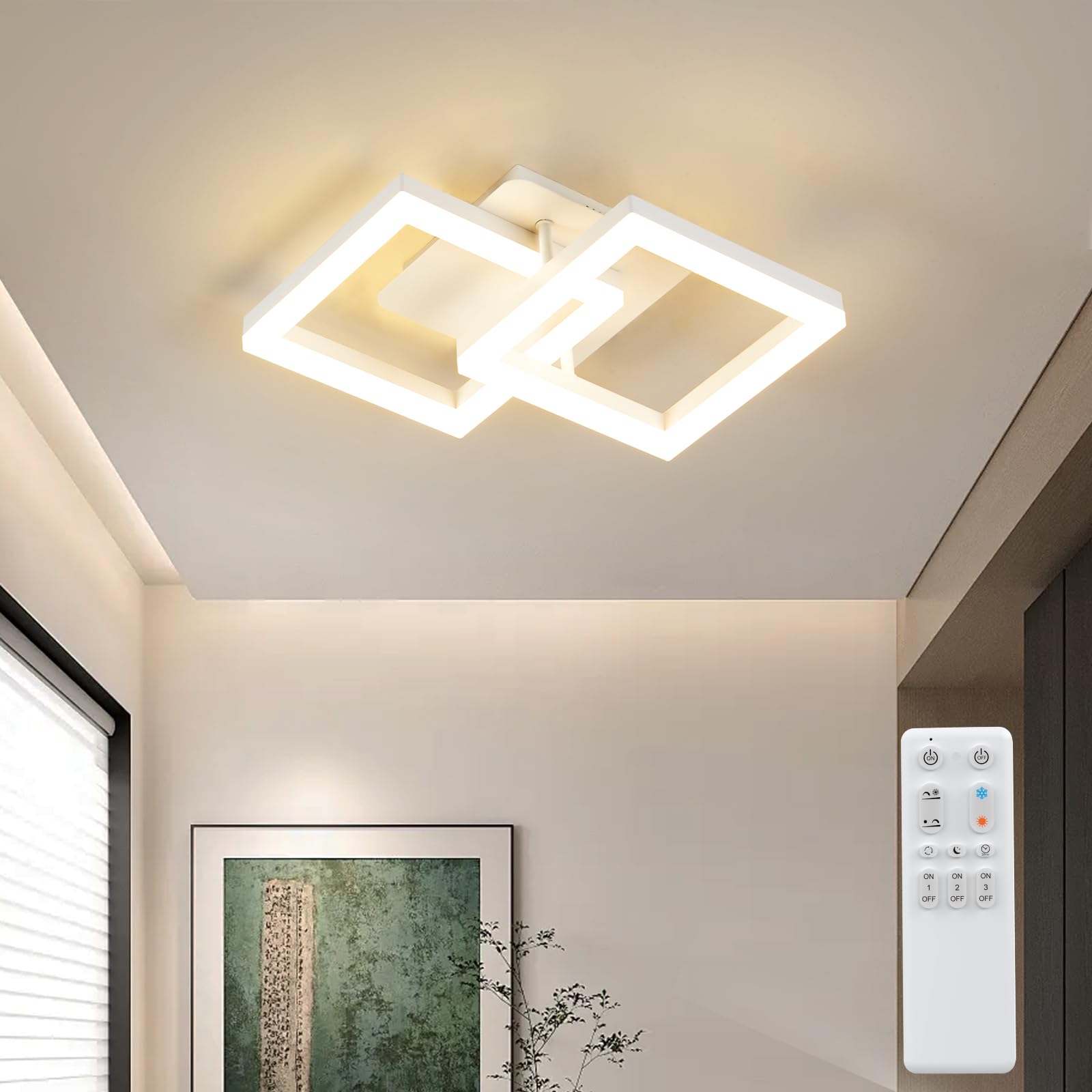 ANTENLICHT LED Deckenlampe 20W Geometrisches Design – Dimmbar mit Fernbedienung für Schlafzimmer