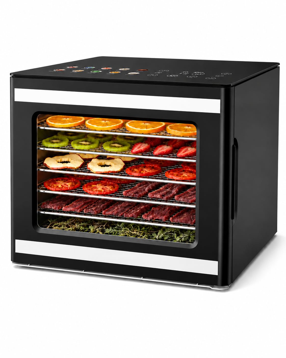 JUMMICO Dörrautomat mit 6 Edelstahl-Tabletts & 10 Programme – Temperatur 35–75 °C