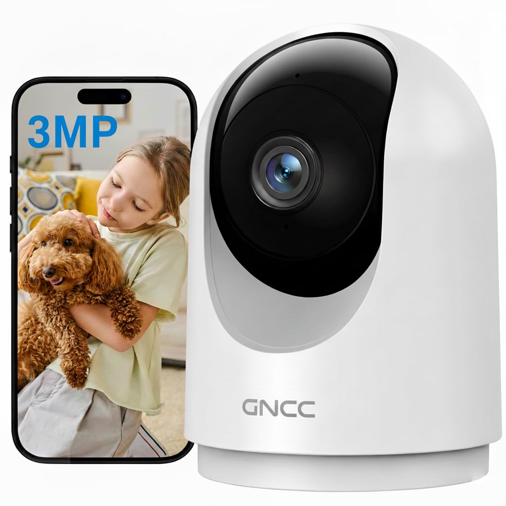 GNCC 2K 360° Überwachungskamera Indoor – WLAN Kamera mit Nachtsicht & Zwei-Wege-Audio