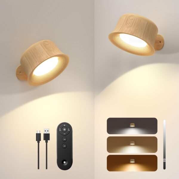 FULEN 2er-Pack LED-Wandleuchten mit 3200-mAh-Akku – Dimmbar mit Touch & Fernbedienung