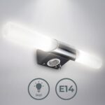 B.K.Licht Spiegelleuchte Bad 44,5cm mit Steckdose & LED – Chromoptik Badezimmerlampe – Bild 2