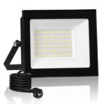 wowspeed 50W LED Strahler Aussen 5000LM IP66 – Flutlicht 3000K Warmweiss mit 3m Kabel