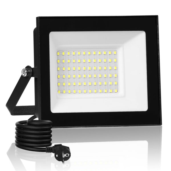 wowspeed 50W LED Strahler Aussen 5000LM IP66 – Flutlicht 3000K Warmweiss mit 3m Kabel