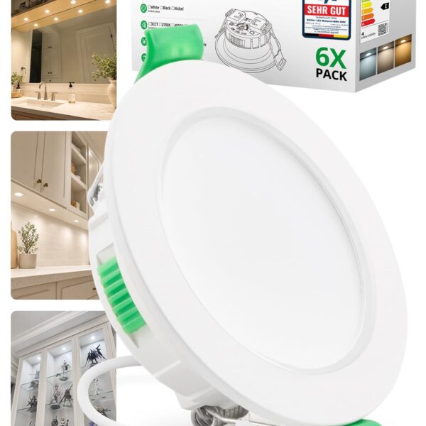 BOJIM LED Einbaustrahler 6er Set – 4W Deckenspots IP44 mit 3 Farbtemperaturen