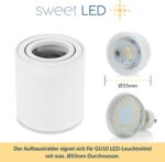 Sweet Led Aufbaustrahler Rund Ø80mm Weiß – Schwenkbar GU10 Deckenspot 230V – Bild 4