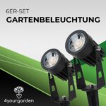4yourgarden LED Gartenstrahler Set 6er – Wetterfeste Gartenbeleuchtung 12V mit Erdspissen – Bild 2