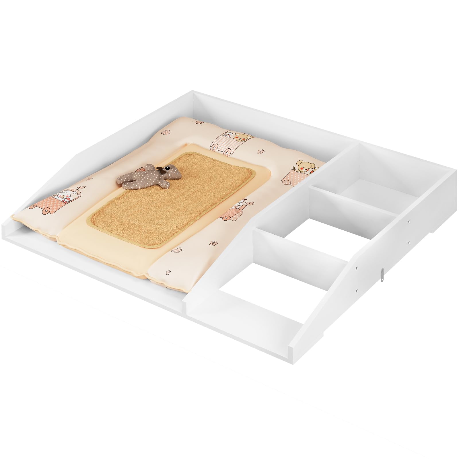 WOLTU Wickelaufsatz 80 x 74,5 cm mit Sicherheitsgurt – Platzsparender Wickeltisch für Kommoden