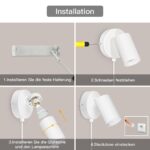 TaFiCo 2er Wandlampe GU10 mit Schalter & Stecker – 350° drehbar für Wohnzimmer & Schlafzimmer – Bild 7