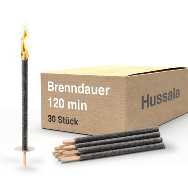 Hussala Diamond Wachsfackeln 30er Set – 120 min Brenndauer für Garten & Events