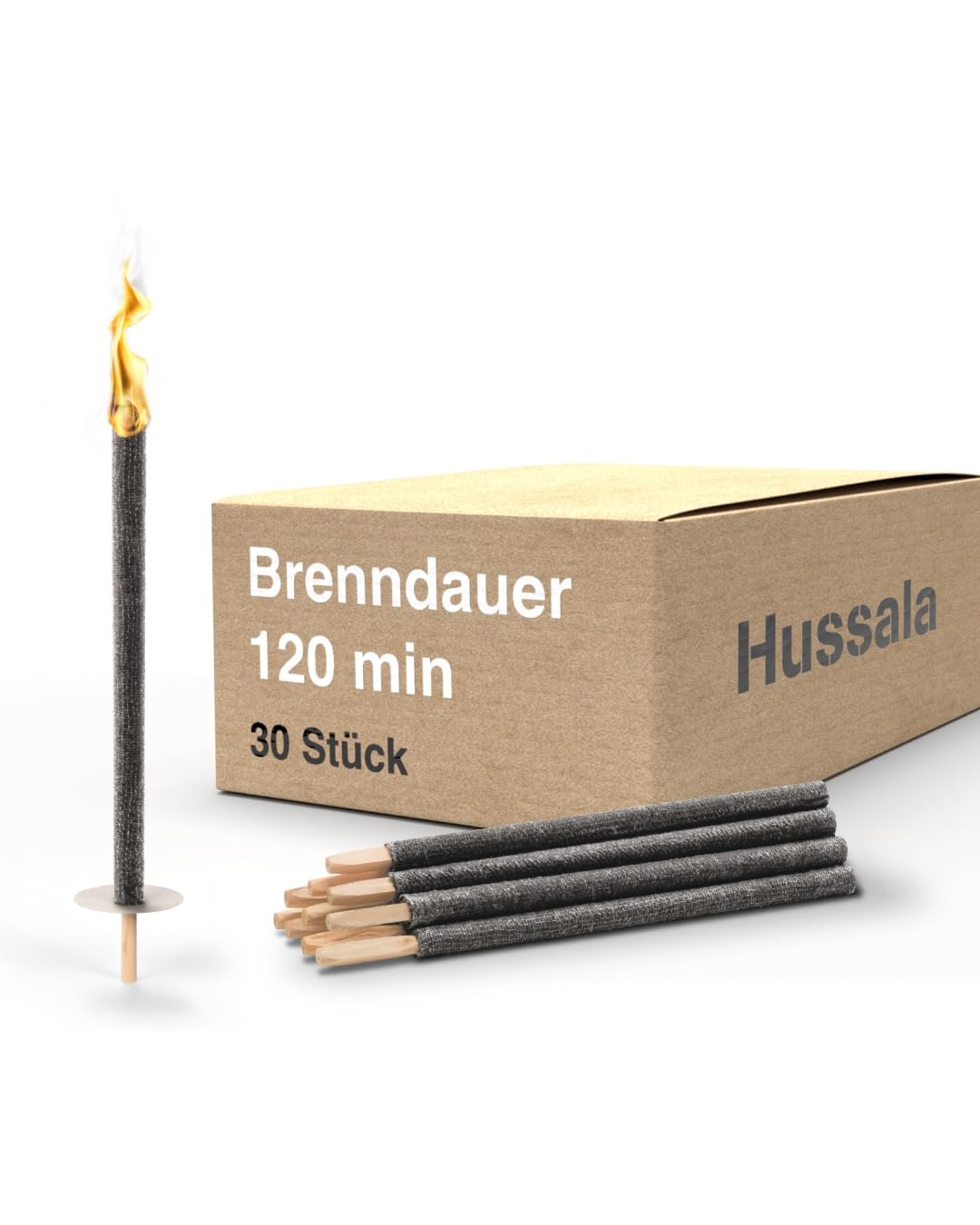Hussala Diamond Wachsfackeln 30er Set – 120 min Brenndauer für Garten & Events