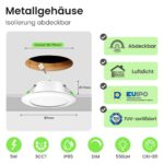 ALUSSO Metall LED Einbaustrahler 230V Dimmbar – 6er Set Badezimmer Spots IP65 – Bild 2
