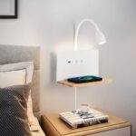 SENFAY LED Wandleuchte mit Wireless Charger & USB – Leselampe Schlafzimmer 360° Schwanenhals – Bild 5