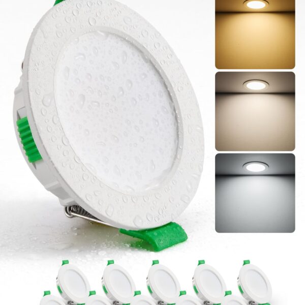 HOMEOW LED Einbaustrahler 230V 4W – 10er Set mit Farbtemperaturwahl für Badezimmer