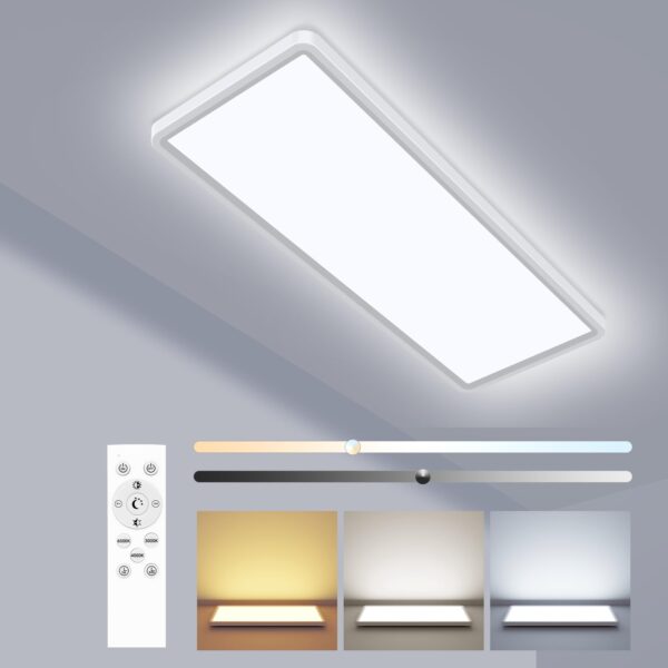 zemty LED Panel Deckenleuchte 58x20 cm, 32W 3500lm – Dimmbar mit Fernbedienung für Küche & Schlafzimmer