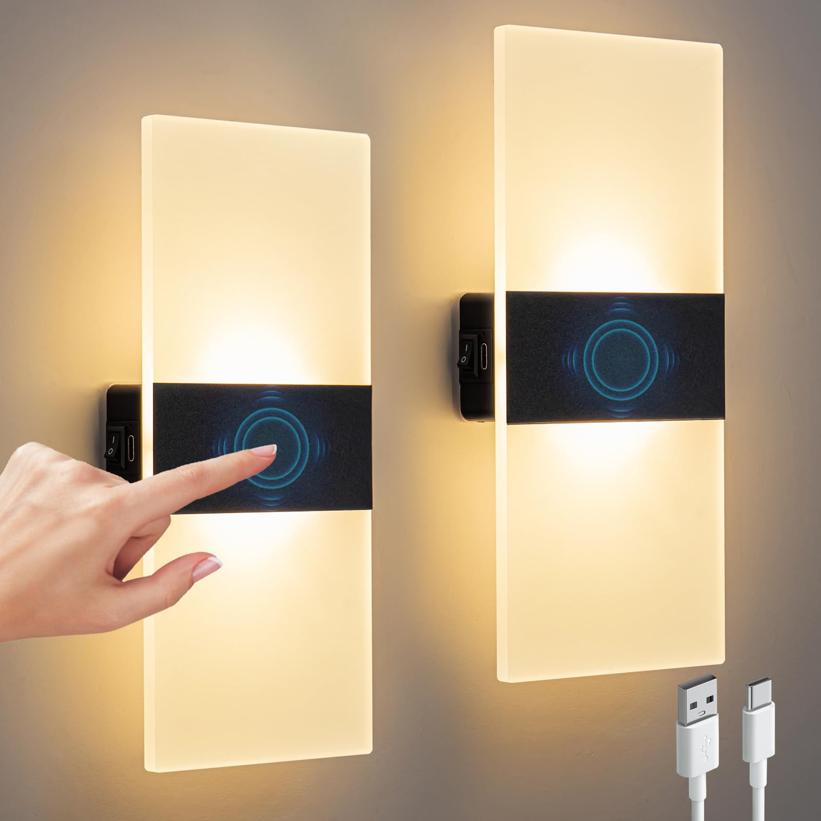 SURPALIG LED Wandleuchte 4000mAh Akku – Dimmbar mit USB Aufladung für innen