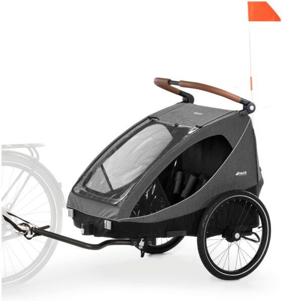 hauck Dryk Duo 2in1 Fahrradanhänger & Buggy für 2 Kinder – Melange Grey