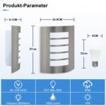 Wondlumi Wandleuchte E27 IP44 mit 12W LED Warmweiss – Edelstahl Aussenwandlampe für Balkon & Treppen – Bild 6