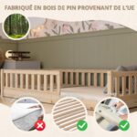 Crazy Pine Montessori Bodenbett 140x200 cm – Kinderbett mit Rausfallschutz & Lattenrost – Bild 4