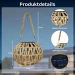 2er Set WRQIOO Rattan Solarleuchten – Handgeflochtene Hängelampen IP65 für Garten & Terrasse – Bild 2
