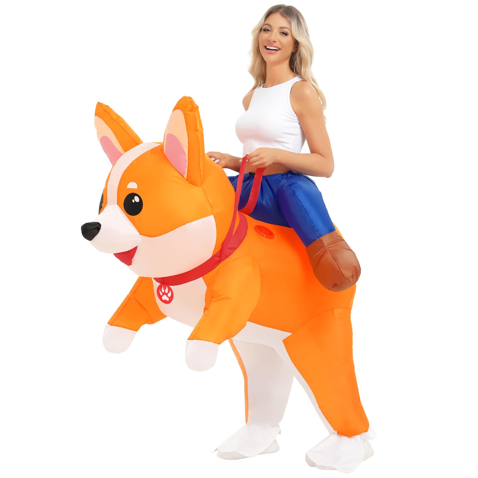 Anroong Aufblasbares Corgi Kostüm – Lustige Hundeverkleidung für Erwachsene & Kinder