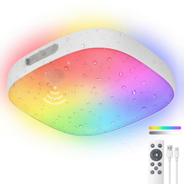 ToyGlee Akku Deckenleuchte mit Bewegungsmelder – 10000mAh LED Lampe IP65 für Badezimmer