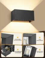 Ledronix LED Wandlampe mit G9 Austauschlampe – IP54 Aussen-Wandleuchte mit einstellbarem Lichtstrahl – Bild 2
