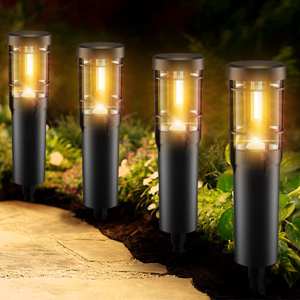 Ainostone Solarleuchten 4er Set 900mAh – Warmweiss Gartenbeleuchtung IP65 Winterfest