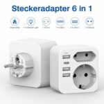 Rwest X Mehrfachsteckdose 6-in-1 mit USB-A, USB-C & 2 Euro-Steckdosen – Bild 3