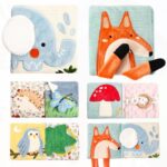 WOODEN TEETHER Babybuch Stoffbuch mit Spiegel – Interaktives Fühlbuch für Babys 0–6 Monate
