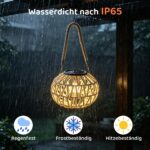 2er Set WRQIOO Rattan Solarleuchten – Handgeflochtene Hängelampen IP65 für Garten & Terrasse – Bild 4