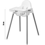 Retoo Kinderhochstuhl 94 cm mit abnehmbarem Tablett & Sicherheitsgurt – Weiß – Bild 3