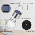 10er Set Solar-Hängeleuchten mit Rissglasdesign – Warmweiss Gartenlampen für Aussen – Bild 3