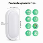 GOOSKI 2er Set LED Feuchtraumleuchte 18W 1800LM IP65 – Neutralweiss 4000K für Innen & Aussen – Bild 4