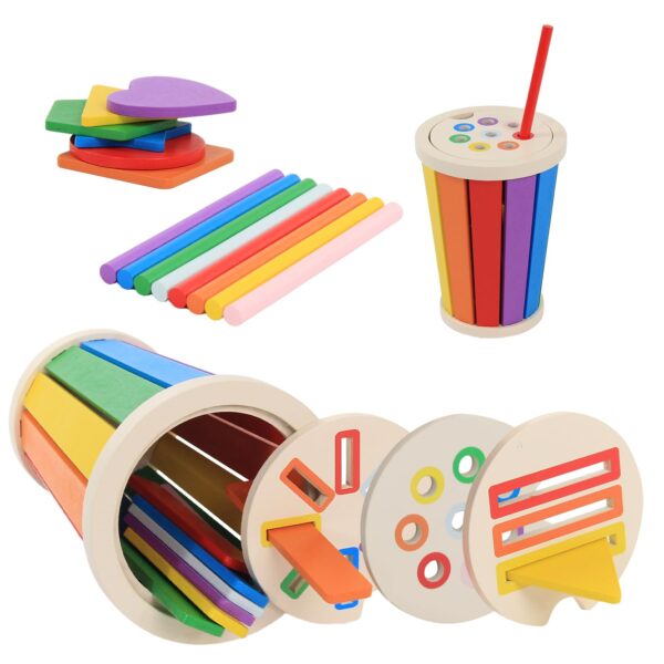 Baeroly Montessori Holz-Sortierbox – Farb- & Formenlernspiel für Kleinkinder 12–36 Monate