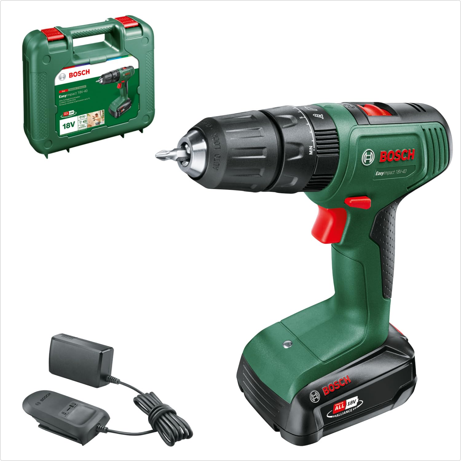 Bosch EasyImpact 18V-40 Akku-Schlagbohrmaschine – 3-in-1 Multitool mit 2.0Ah Akku