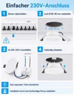 COTLEDL 10er LED Einbaustrahler 230V – 5W Neutralweiß 450lm IP44 für Küche & Bad – Bild 6