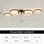 GBLY LED Deckenleuchte 88cm mit 4 Ringen – Dimmbar & Fernbedienung für Wohnzimmer – Bild 2