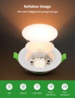 HOMEOW LED Einbaustrahler 230V 4W – 10er Set mit Farbtemperaturwahl für Badezimmer – Bild 5