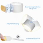 Anmossi LED Wandleuchte kabellos mit Akku – 360° drehbar, Touch Control, 3 Helligkeitsstufen – Bild 4