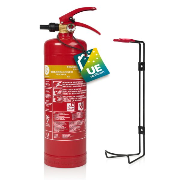 Smartwares 2L Schaumfeuerlöscher – Brandklasse A & B mit Wandhalterung – FEX-15226