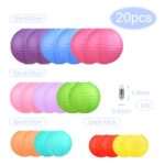 Encham 20er Set Bunte Papierlaternen mit Warmweiss Ballonlichtern – Deko für Party & Hochzeit – Bild 2