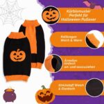 Asmea Hundepullover Halloween Kürbis-Kostüm Größe M – Weiches Hundekostüm für kleine & mittlere Hunde – Bild 4